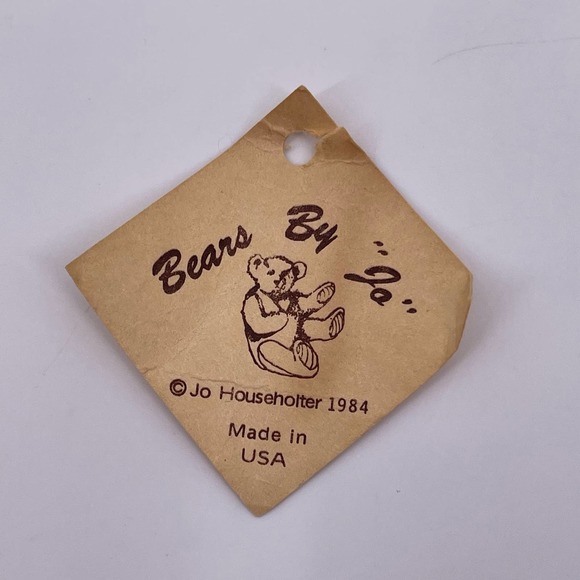 Jo Householter 13" Tan 5 Way Jointed Bear Made in the USA Vintage 1984 NO NOSE - Picture 9 of 12